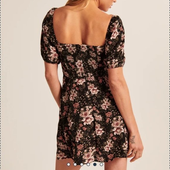 NWOT Abercrombie & Fitch Corset Seamed Mini Dress Black Floral Sz M - Picture 2 of 11